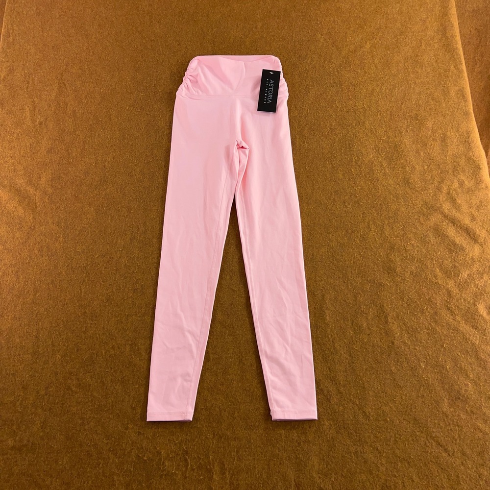 Astoria Womens Small Pink High Waisted Ruched Side Activewear Leggings NWT